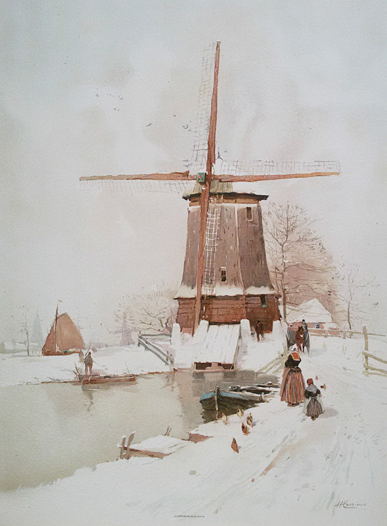 Henri Cassiers - Winters Nederland, chromolithografie verkocht voor € 35!