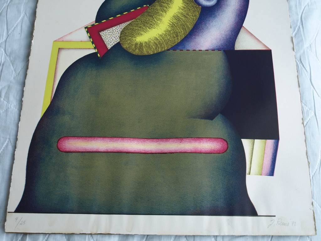 Jörg Remé (1941-) : Litho, Verschoven hoofd – gesigneerd – 1971 – 4/25 kopen? Bied vanaf 1!
