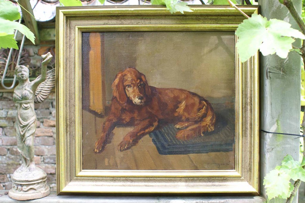 Hendrik Weegewijs, olieverfschilderij op doek, lief hondje kopen? Bied vanaf 125!