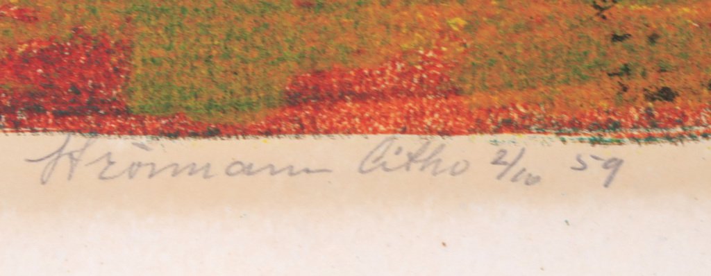 Onbekende kunstenaar: Kleurenlitho, Zonder titel kopen? Bied vanaf 1!