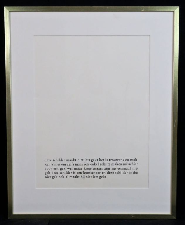 Herman Geerdink: Div.technieken, Hommage aan Jan Hanlo (gedicht) - Ingelijst kopen? Bied vanaf 1!