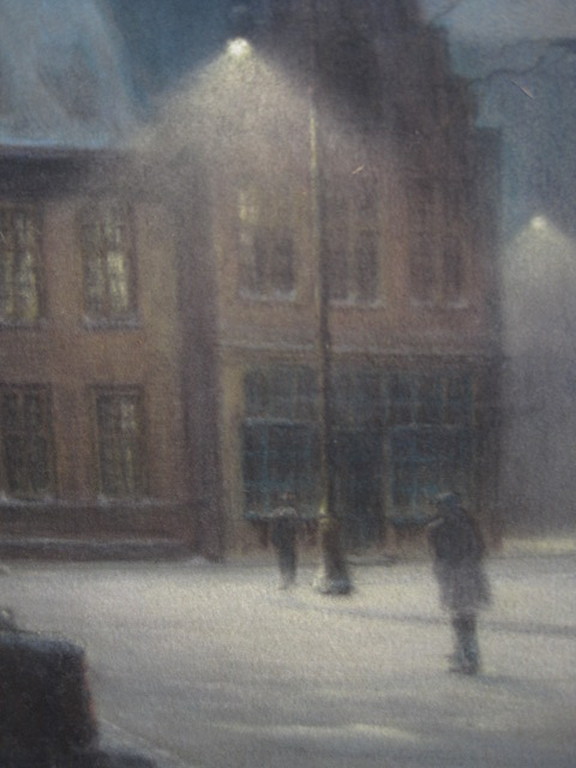 Sfeervol oud ca. 1900 pastel "Amsterdam winteravond Oudekerksplein" gesigneerd  kopen? Bied vanaf 1!