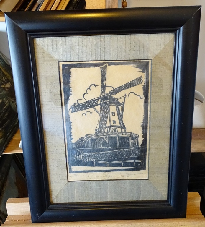 Johnny Schuddeboom (1908-1994)  --  Houtsnede  --  Molen kopen? Bied vanaf 20!