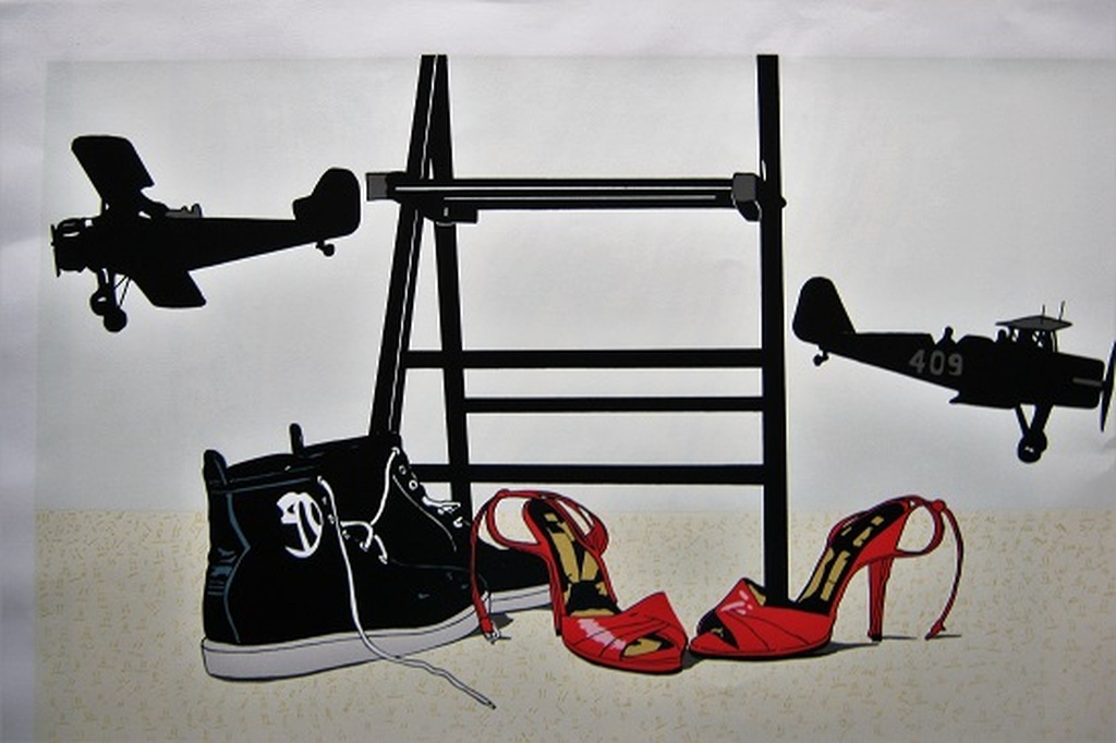 Hans Wap - Hans Wap-- zeefdruk-- vliegen in de slaapkamer verkocht voor € 65!