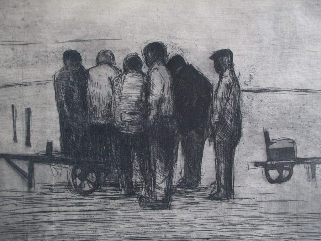 Auke de Vries, ets 1/7 "Arbeiders" 1962 verkocht voor € 80!