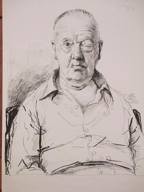 Aat Veldhoen, Schrijver met dicht oog, Rotaprint verkocht voor € 35!