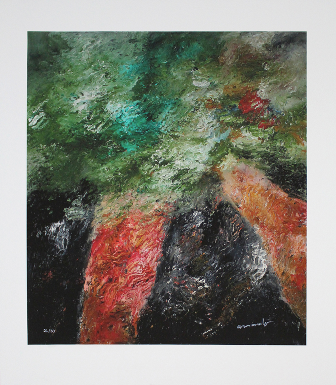 ARMANDO. Kleurrijke Glicee op doek -Waldrand- 2014. Oplage: 30. Handgesigneerd. verkocht voor € 245!