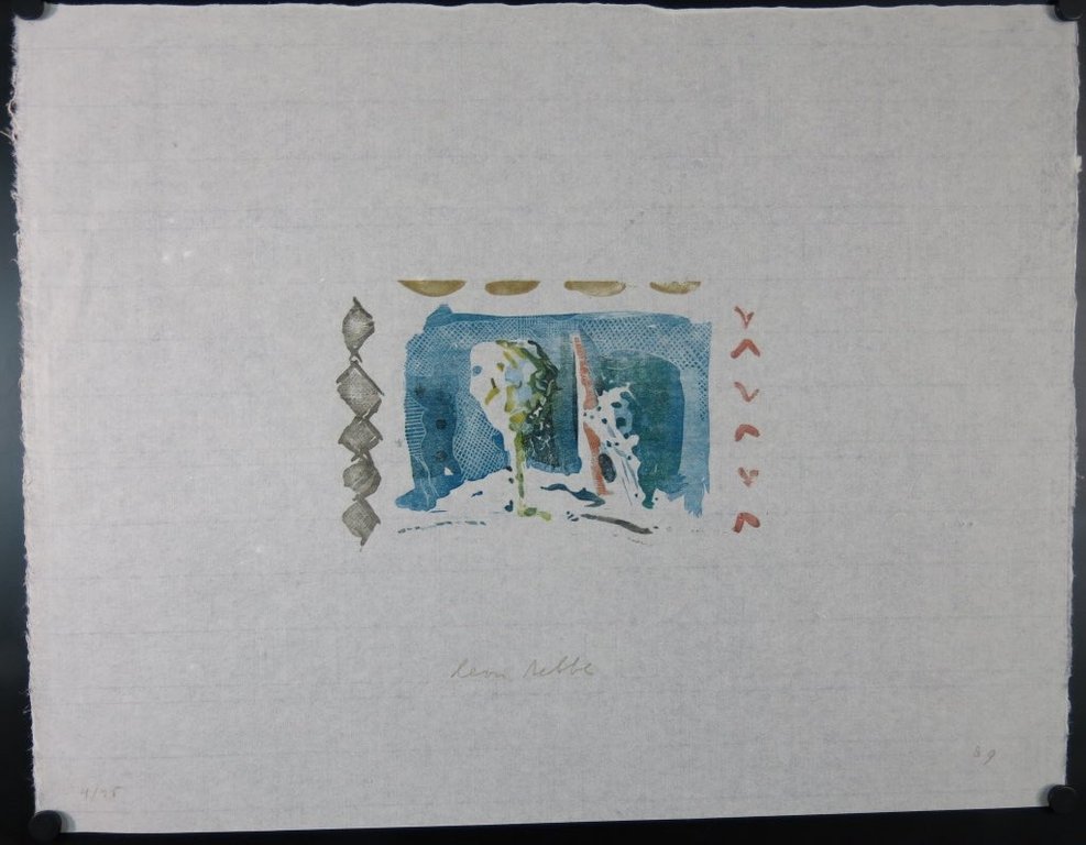 Leon Tebbe: Houtsnede, Landschap (blauw) kopen? Bied vanaf 1!