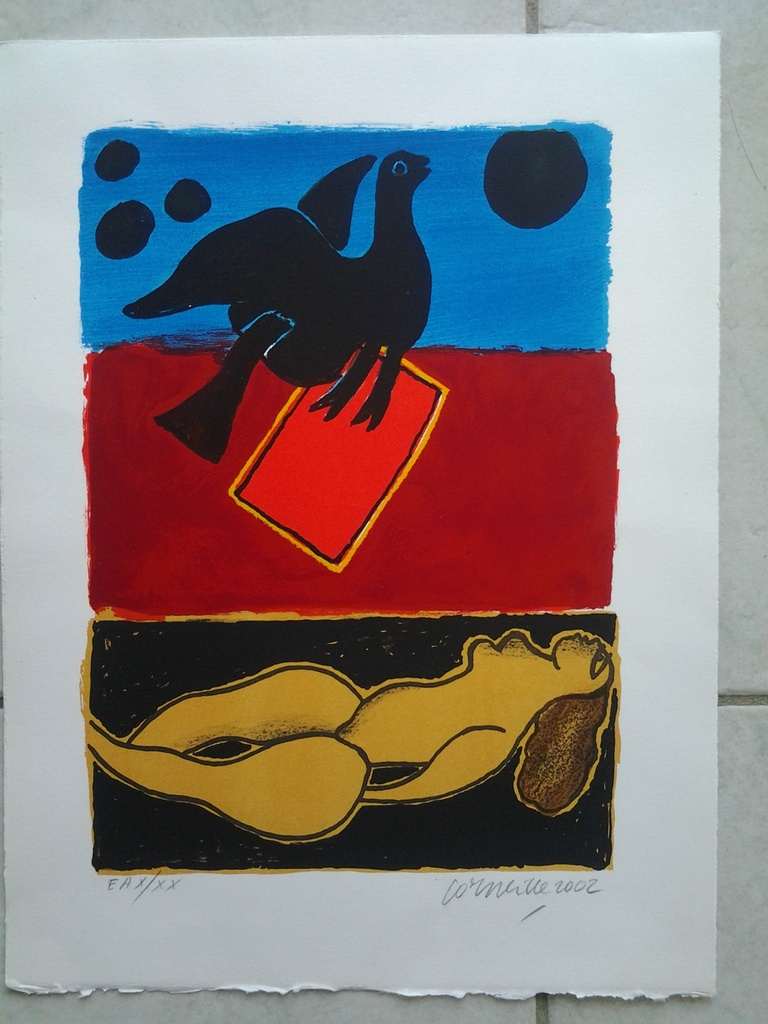 Corneille   , vrouw met vogel , litho op zwaar papier kopen? Bied vanaf 80!