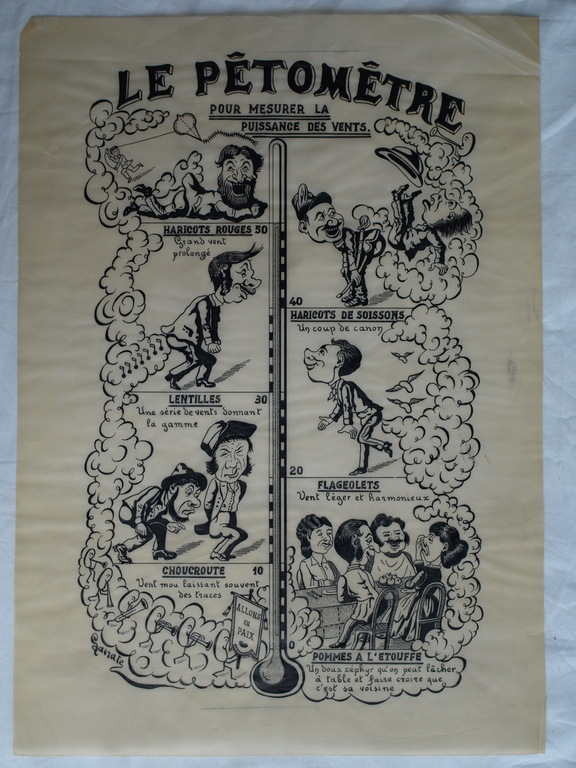 Onbekend : Inkttekening , Le Pêtomêtre / De Schetenmeter - gesigneerd  kopen? Bied vanaf 1!