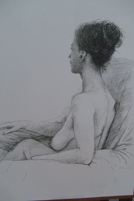 Aat  Velthoen, naakte vrouw, rota-print,r.o. gesig. 1964 verkocht voor € 50!