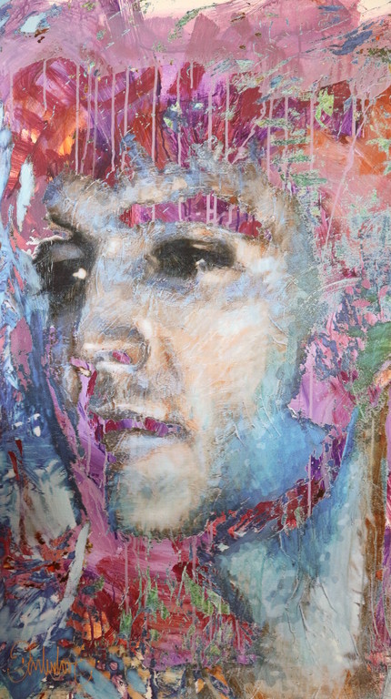 Peter Donkersloot Acryl en olieverf over print op linnen - Elvis Presley kopen? Bied vanaf 395!