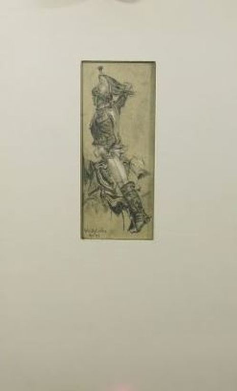 Onbekend gesigneerd: W.C. Bijl de Vroe, Tekening, Ruiter te paard kopen? Bied vanaf 1!