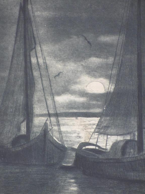 Albert Hemelman, Schepen bij avond, Ets kopen? Bied vanaf 35!