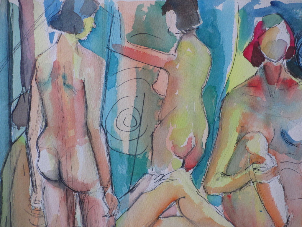 Ond.gesigneerd, Vrouwenstudies, Aquarel kopen? Bied vanaf 1!