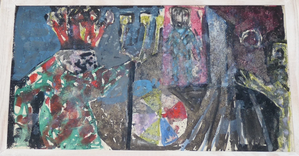 Kees Franse, Aquarel, Koning en andere figuren ? verkocht voor € 75!