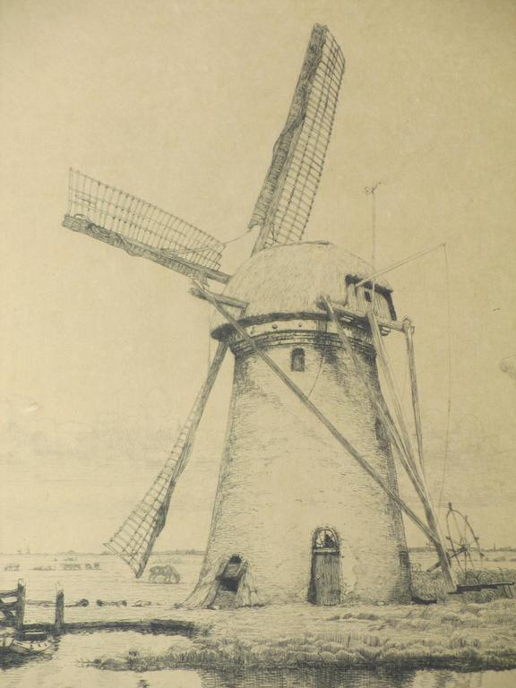 Maurits van der Valk, Molen in puur Hollands landschap, Ets kopen? Bied vanaf 35!