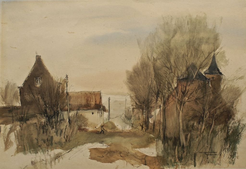 "Gezicht op Kwaremont"  Aquarel met lijst verkocht voor € 40!