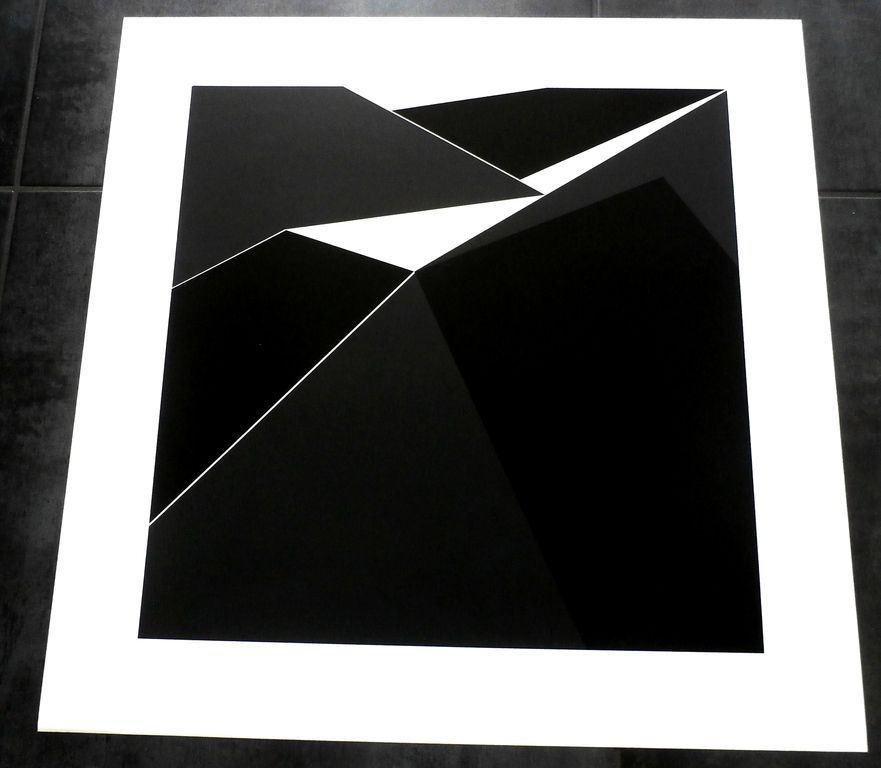 Marcel Verdren - Zeefdruk: geometrische compositie: Espace noir no. 2 verkocht voor € 150!