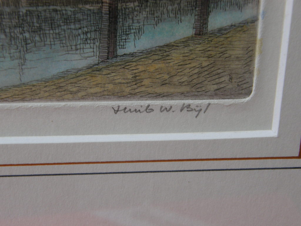 Huib Bijl: kleurenets, haven Maassluis, genummerd en potlood gesigneerd kopen? Bied vanaf 1!