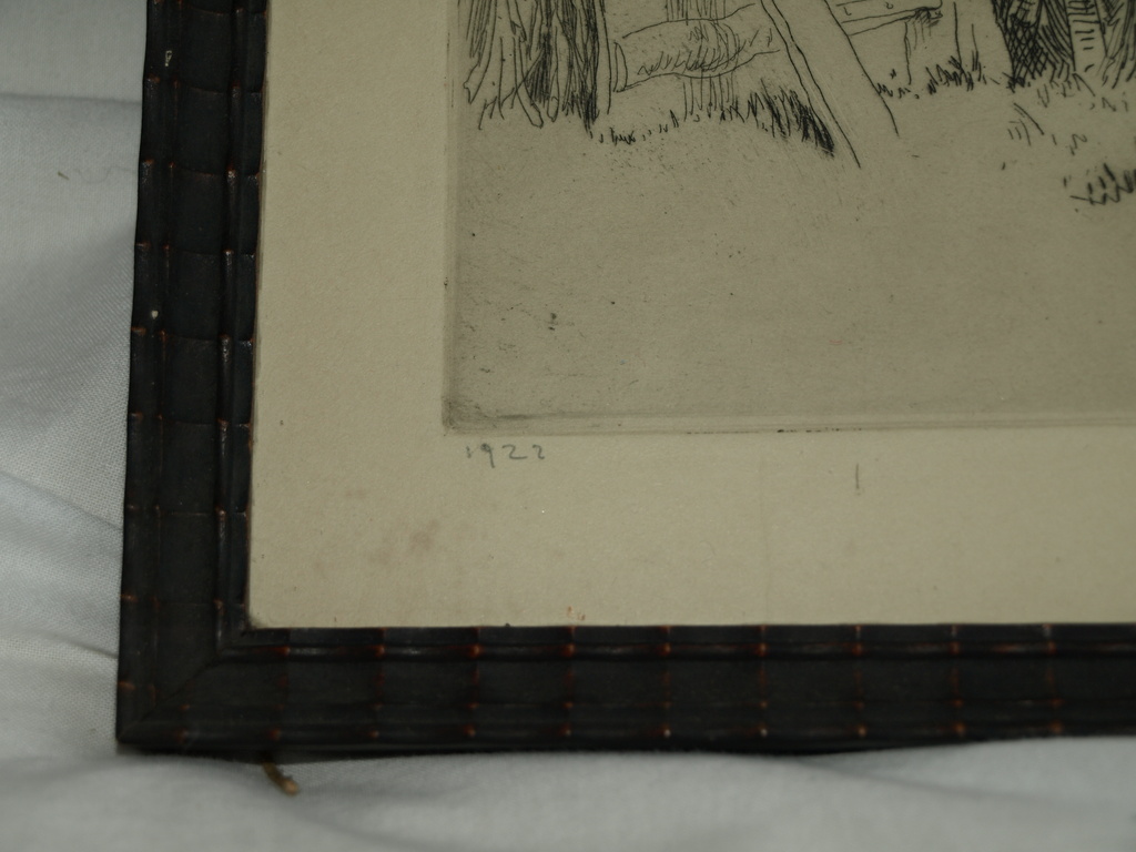 JAN DAUM (1892-?) – Ets – Boer met paard – Gesigneerd & ingelijst – 1922 kopen? Bied vanaf 75!