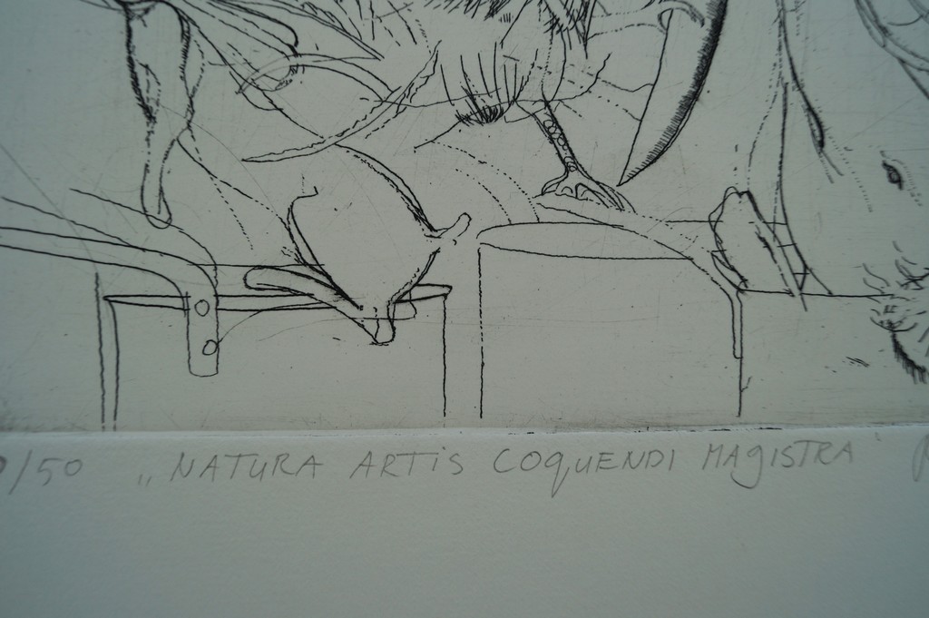 René van Tol - gesigneerde ets - Natura Artis Coquendi Magistra - 50 ex. kopen? Bied vanaf 1!