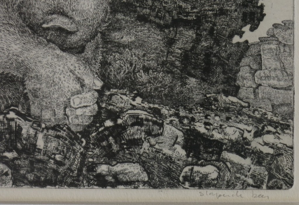 Anneke Kuijper: Ets, Slapende beer -Ingelijst kopen? Bied vanaf 1!