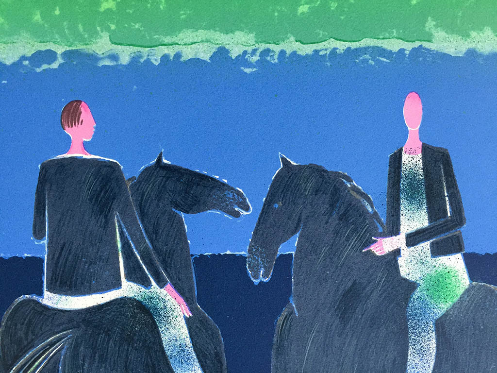 Albert Zavaro , ‘Les 3 Cavaliers’, kleurenlitho, gesigneerd, ed. 170 kopen? Bied vanaf 75!