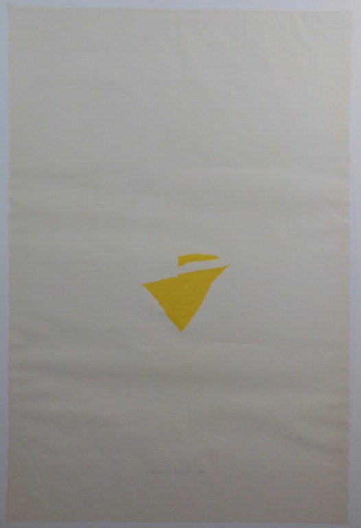 Cees Andriessen: Houtsnede, Abstract geel -Ingelijst kopen? Bied vanaf 40!