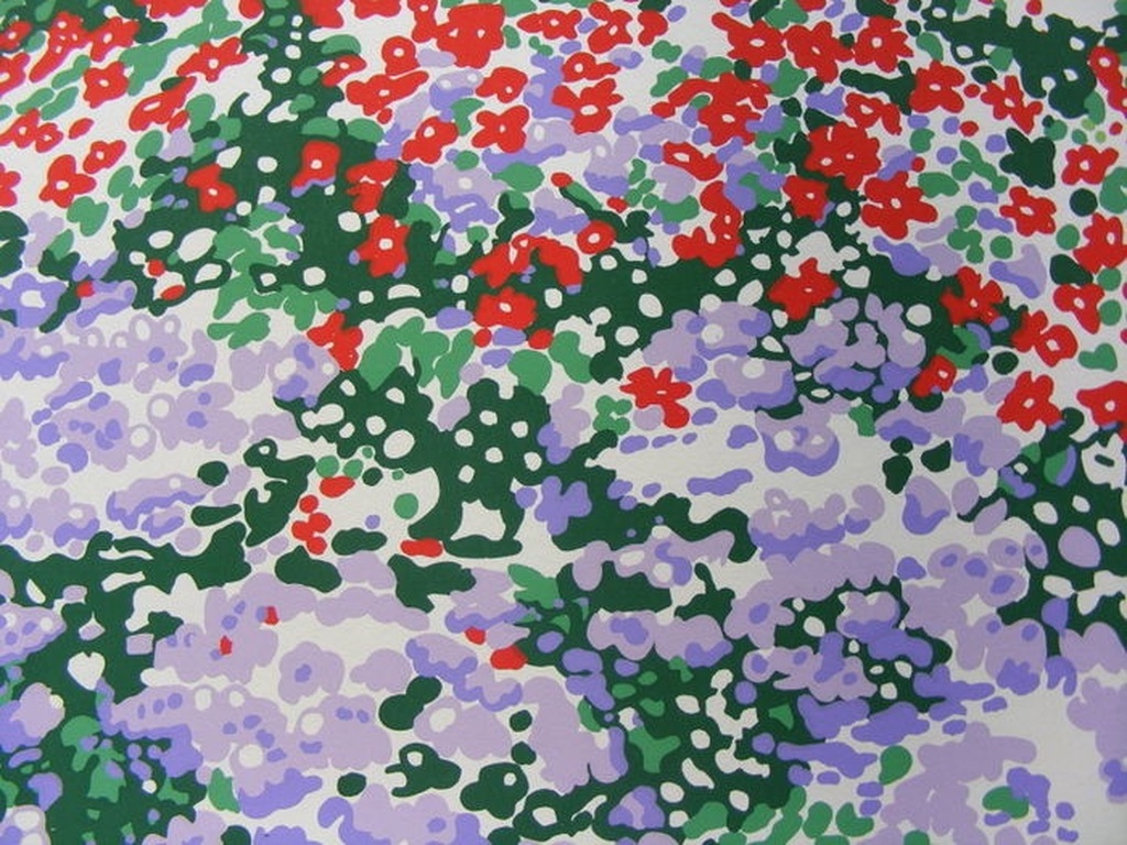 Nadine Prado, Zeefdruk, Flower Bushes, 81x81 , 122/300 kopen? Bied vanaf 45!