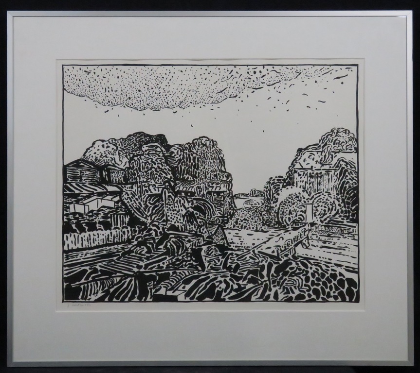 Pieter Holstein: Zeefdruk, Zonder titel - Ingelijst verkocht voor € 35!