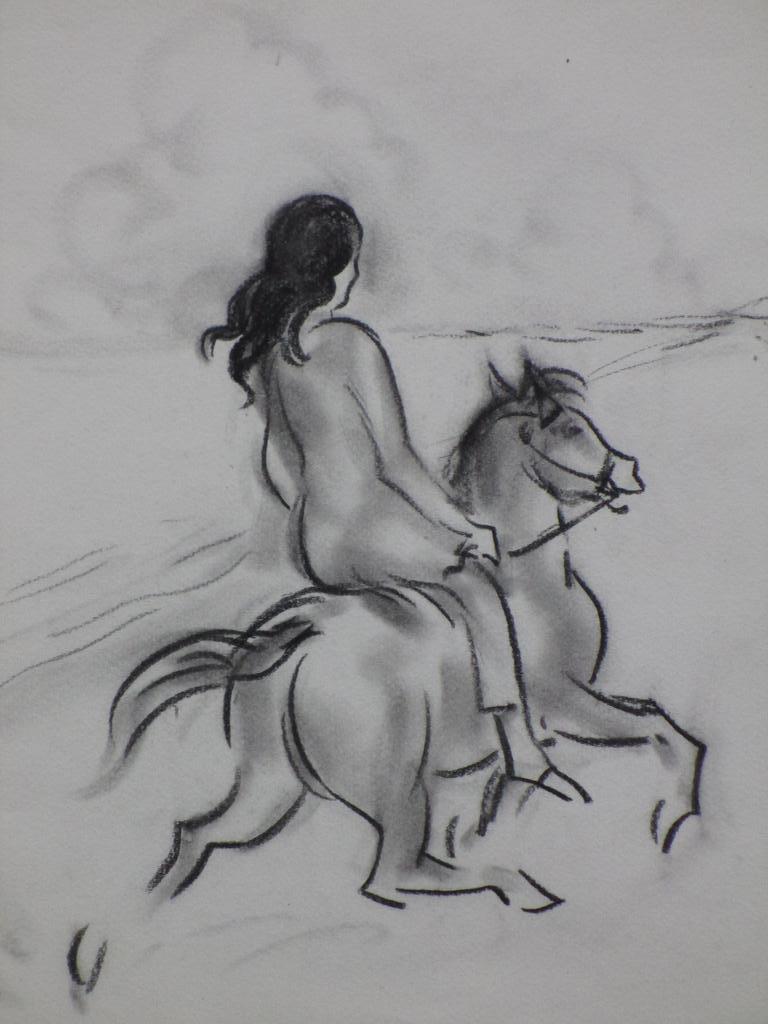 Karel van Seben, Amazone aan het strand, tekening kopen? Bied vanaf 1!