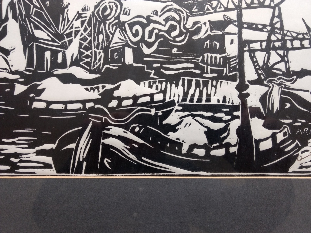 Arie Zuidersma: linosnede op papier kopen? Bied vanaf 150!