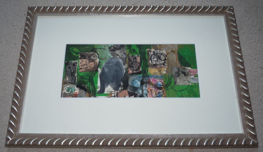 Kees Franse, Aquarel/ Gouache in collage, Vogels en figuren kopen? Bied vanaf 125!