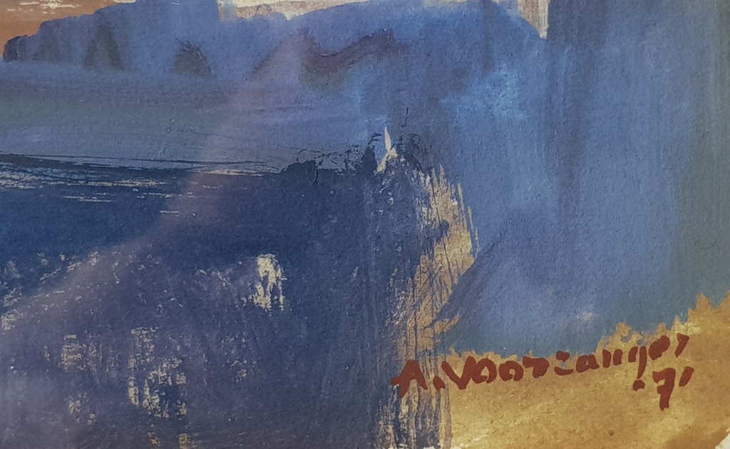 Anton Voorzanger gouache abstract, unica kopen? Bied vanaf 40!
