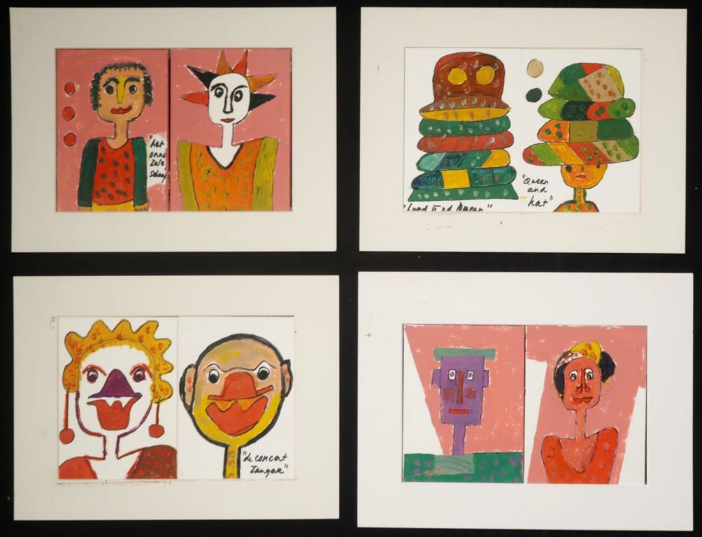 Lot met 4x olieverf op stevig papier van Meertje Kaal  kopen? Bied vanaf 1!