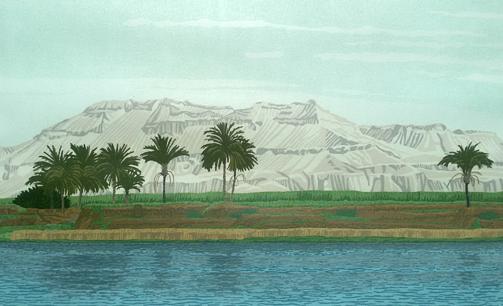 Sees Vlag - Tussen Luxor en Aswan, zeefdruk (mooi ingelijst) verkocht voor € 75!