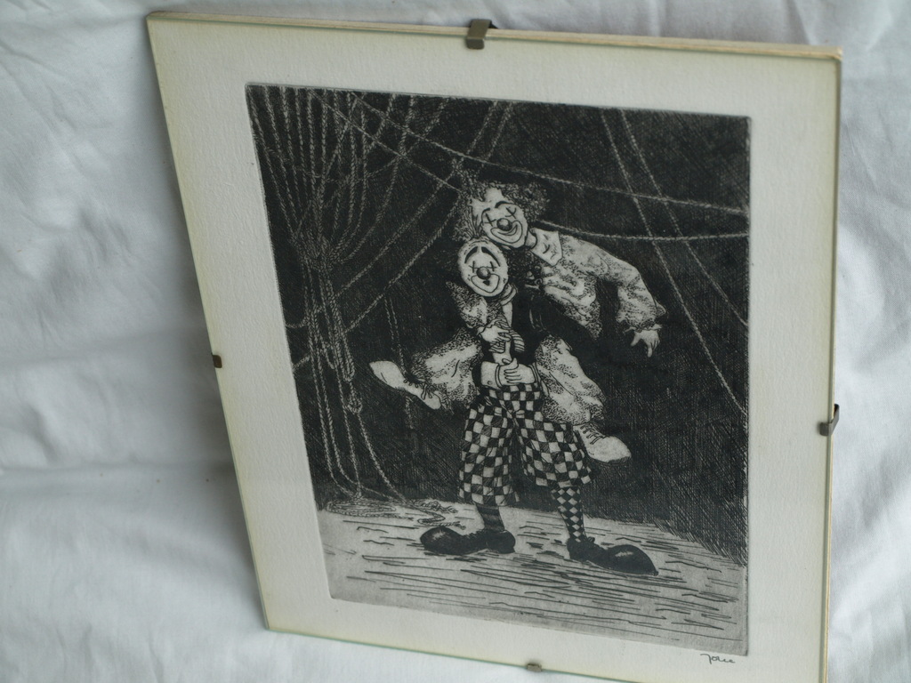 Onbekend : Ets – Clowns - Gesigneerd kopen? Bied vanaf 1!