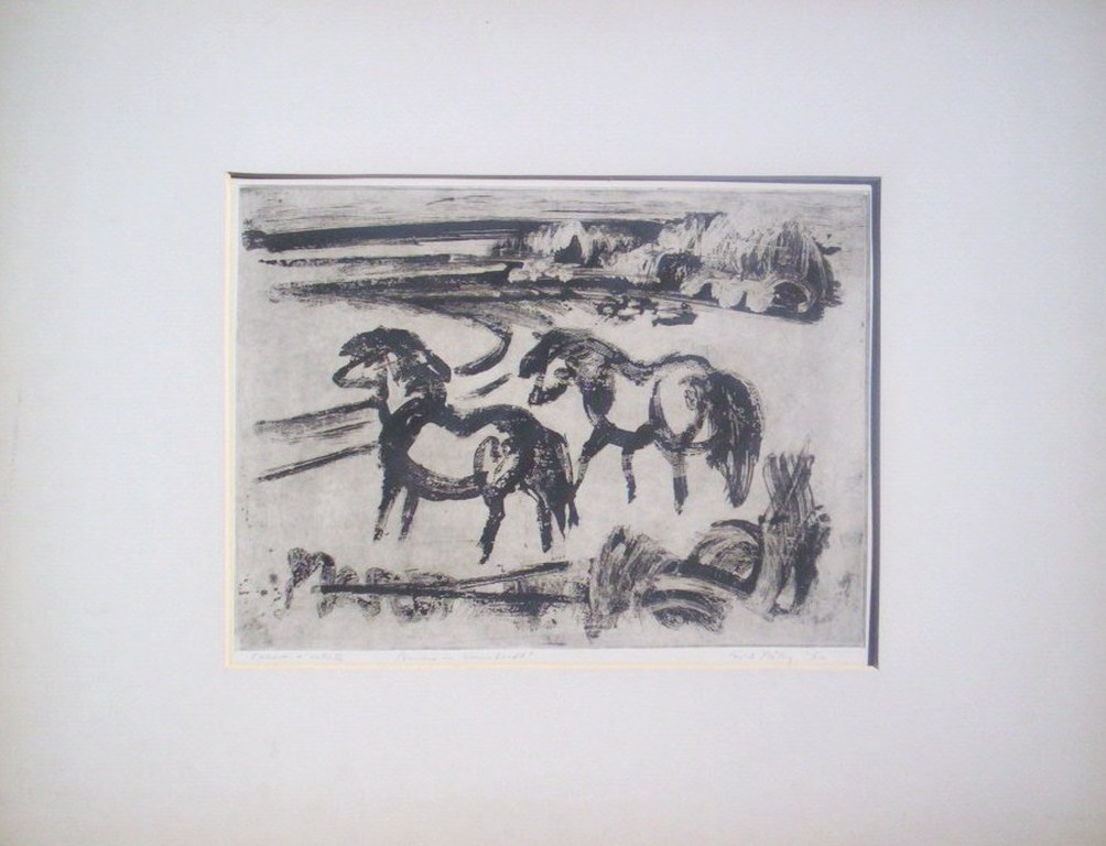 G.V.A.Röling.1904-1981. Ponnies in de rivierbocht. kopen? Bied vanaf 125!