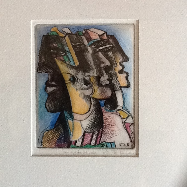 Frits van Eeden, handingekleurde ets, unica verkocht voor € 60!
