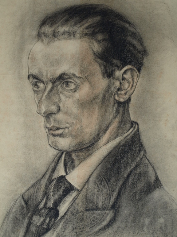 Onbekend : Tekening , Portret streng kijkende man – ca 1920  kopen? Bied vanaf 1!