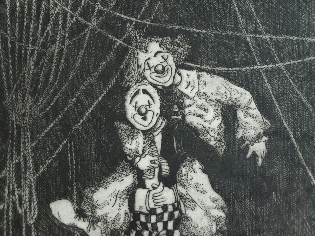 Onbekend : Ets – Clowns - Gesigneerd kopen? Bied vanaf 1!