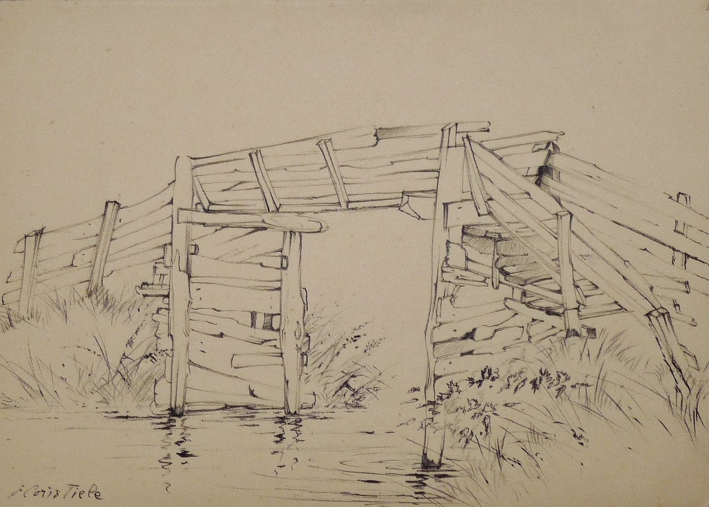 Floris Tiele - Floris Jan Tiele, Tekening, Bruggetje Giethoorn 1945 kopen? Bied vanaf 15!