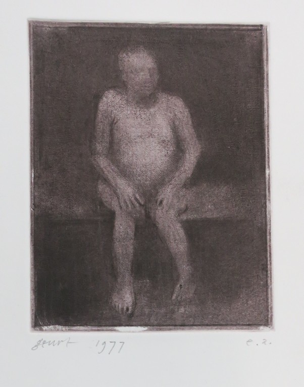 Geurt van Dijk: Ets, Zittend naakt kopen? Bied vanaf 20!