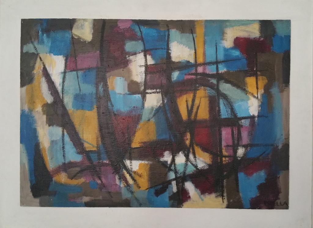 ESTELLA DEN BOER GEOMETRISCH-ABSTRACT WERK JAREN 50 MONDRIAAN DOMELA verkocht voor € 375!