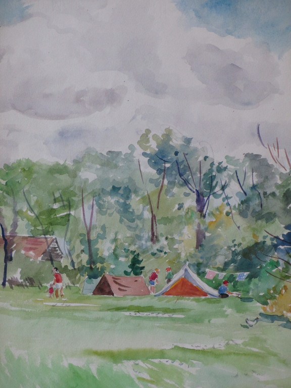 Han Krug, Kamperen in Renesse, Aquarel 1951 kopen? Bied vanaf 1!