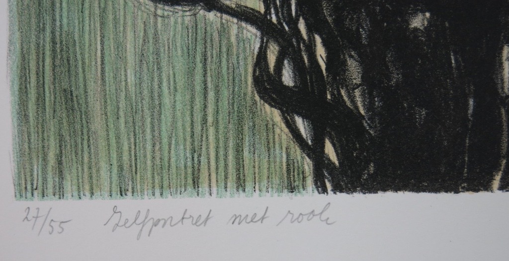 Iris van Dongen: Litho, Zelfportret met rook  kopen? Bied vanaf 35!