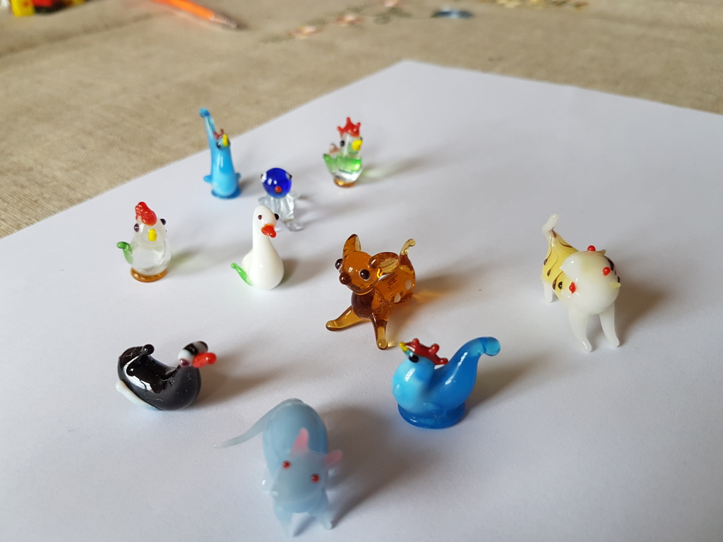 Miniature dieren in Murano glas- set van 10 pz assorted kopen? Bied vanaf 1!