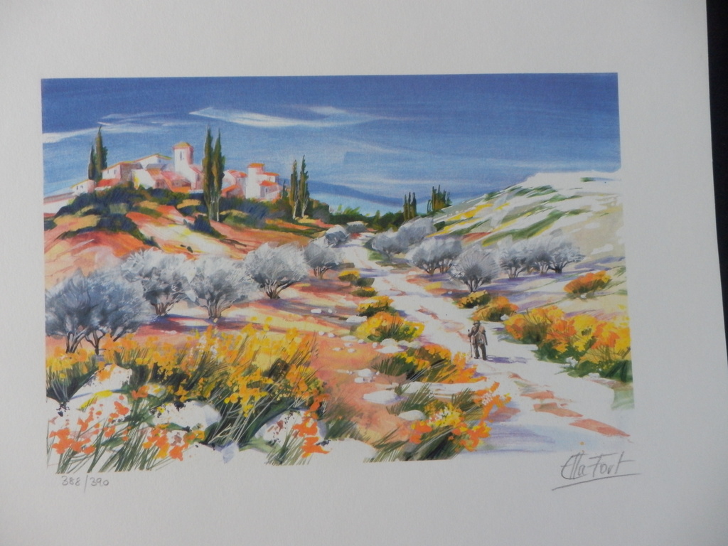 ELLA  FORT Lot van twee Litho,s    CYPRESSEN en OLIJFBOMEN  Handgesigneerd kopen? Bied vanaf 1!