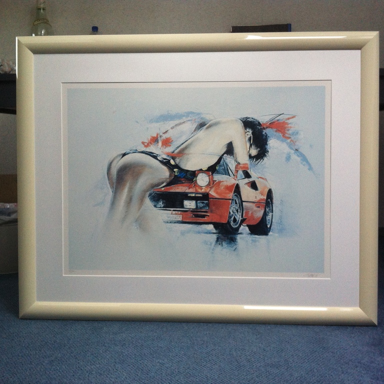 Twan van de Vorstenbosch: Kleurenlitho,Dame met auto kopen? Bied vanaf 60!